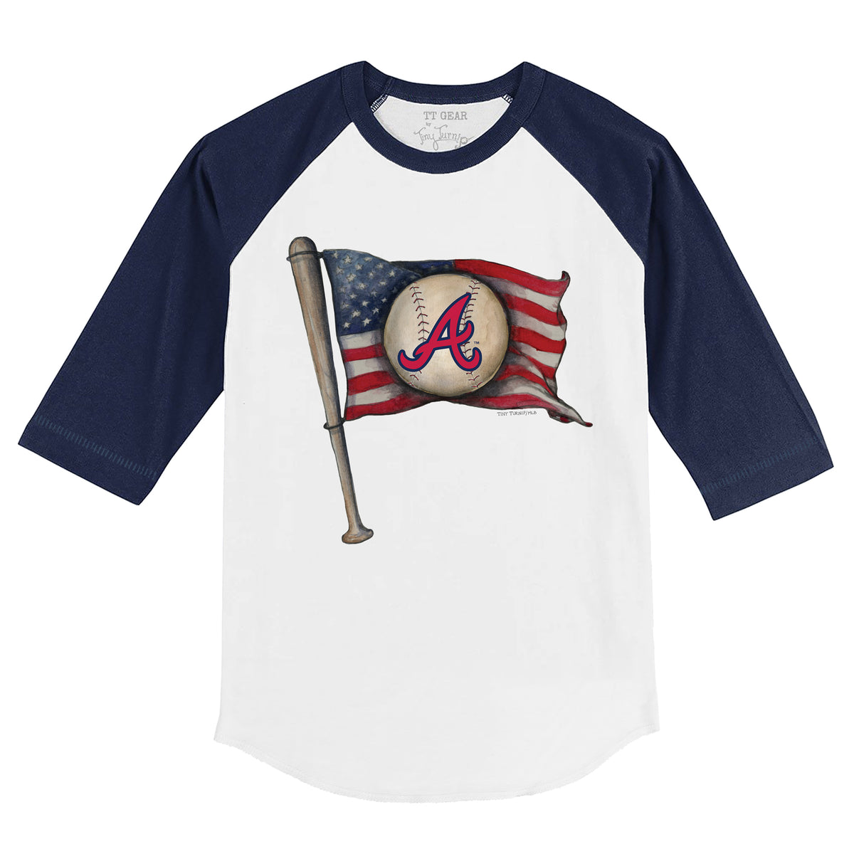 Youth Tiny Turnip White/Navy New York Yankees Baseball Bow 3/4-Sleeve Raglan T-Shirt Size: Extra Large