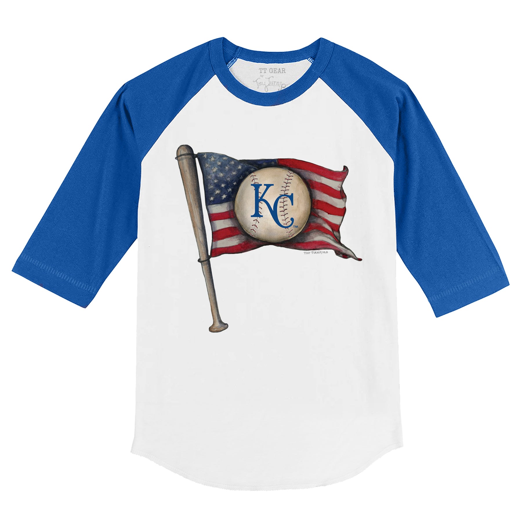 Kansas City Royals Tiny Turnip Youth Baseball Flag T-Shirt - Royal