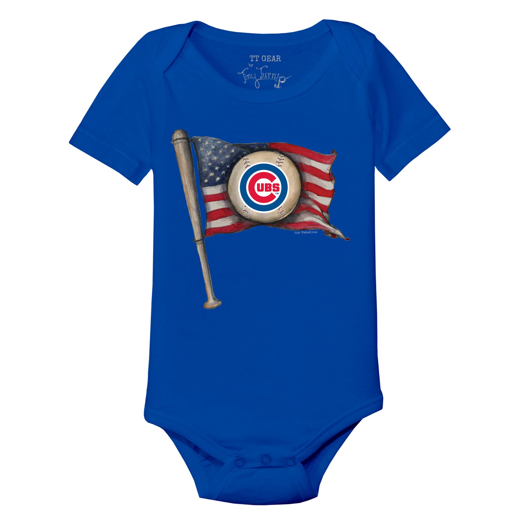 Chicago Cubs Tiny Turnip Toddler Baseball Bow T-Shirt - White