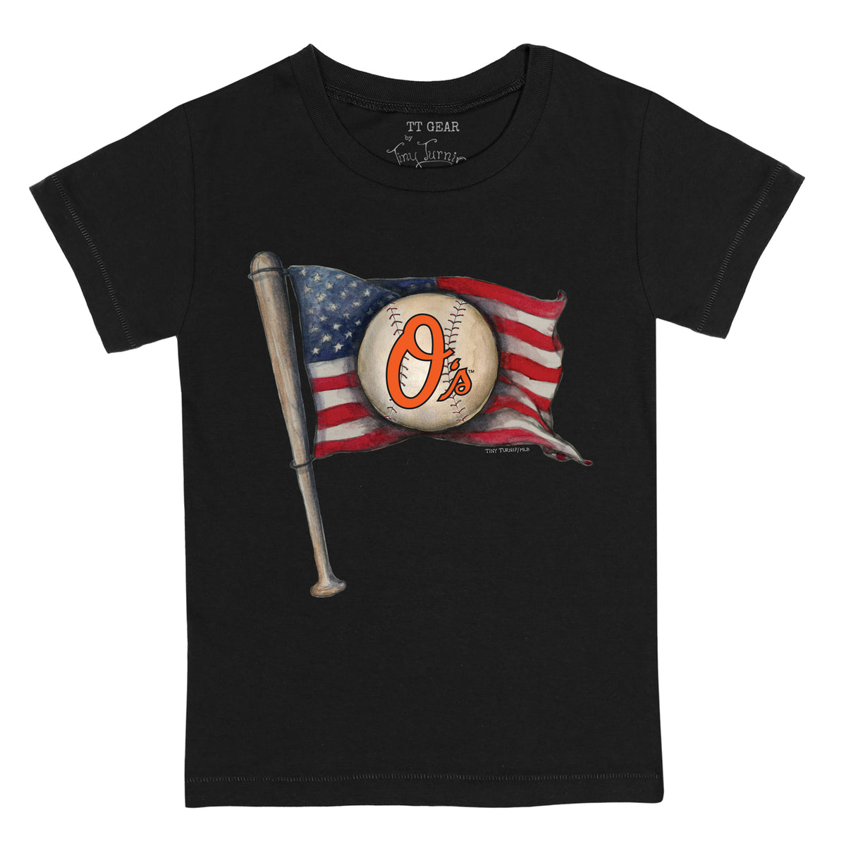 Baltimore Orioles Tiny Turnip Women's Baseball Bow 3/4-Sleeve