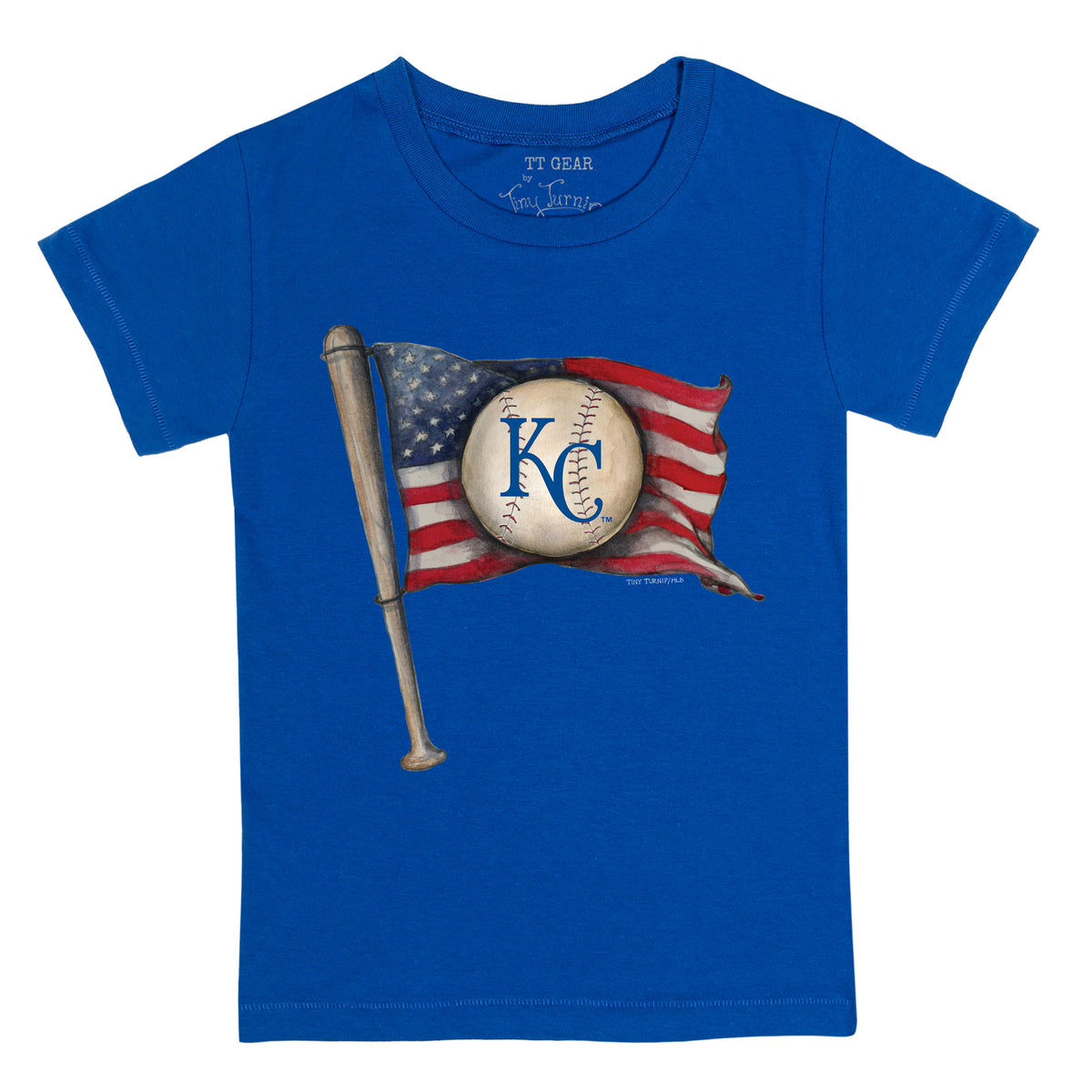 Women's Tiny Turnip Royal Kansas City Royals Baseball Bow T-Shirt Size: Extra Small