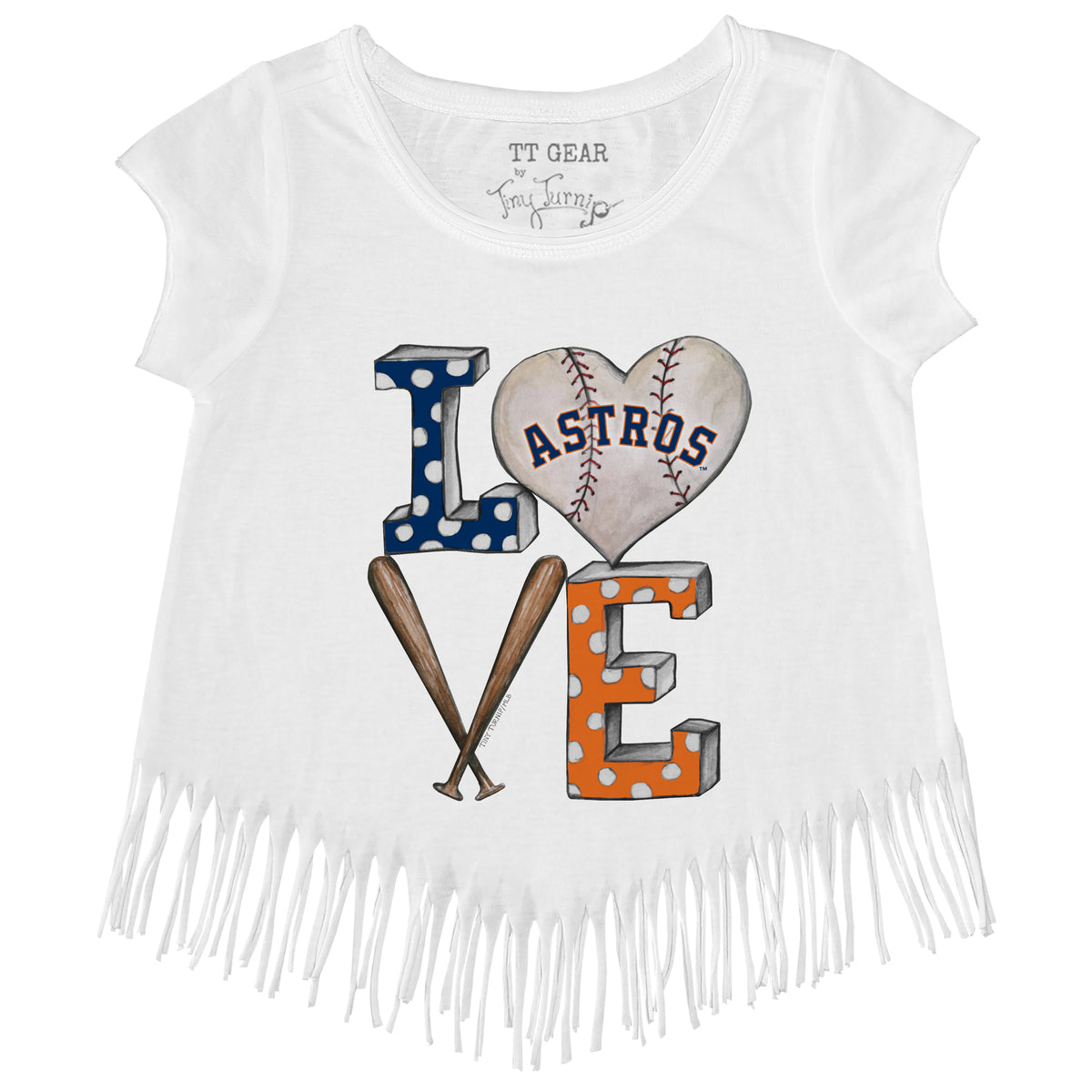 Houston Astros Baseball Heart Banner Fringe Tee 5T / Navy Blue