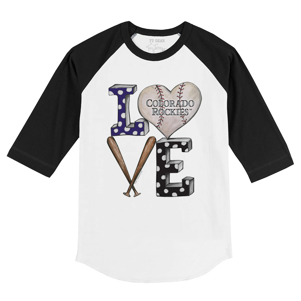 Girls Toddler Tiny Turnip Black Colorado Rockies Baseball Pow Fringe T-Shirt