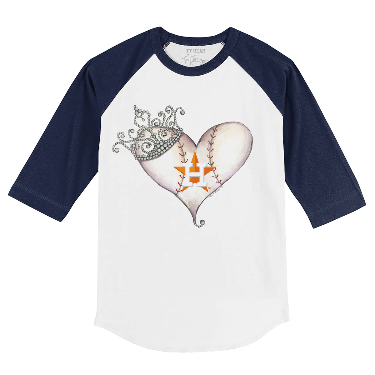 Youth Tiny Turnip White/Navy Houston Astros Baseball Love 3/4-Sleeve Raglan T-Shirt Size: Medium