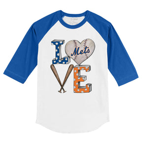 New York Mets Baseball LOVE 3/4 Royal Blue Sleeve Raglan