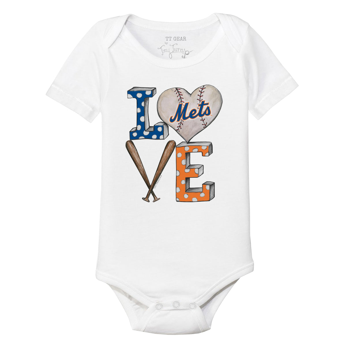 New York Mets Baseball Heart Banner Short Sleeve Snapper 3M / Royal Blue