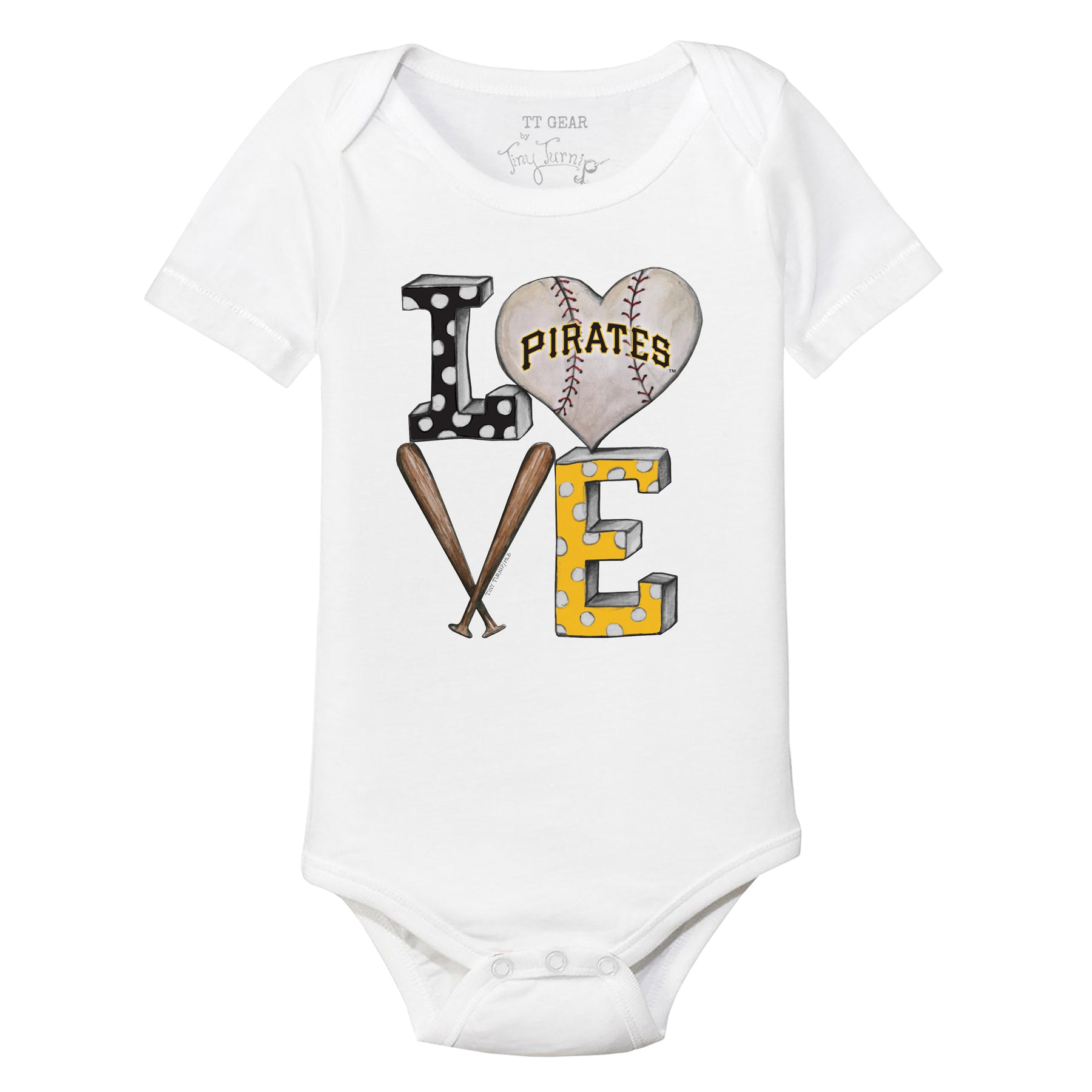 Infant Tiny Turnip White/Black Pittsburgh Pirates Teddy Boy Raglan 3/4 Sleeve T-Shirt