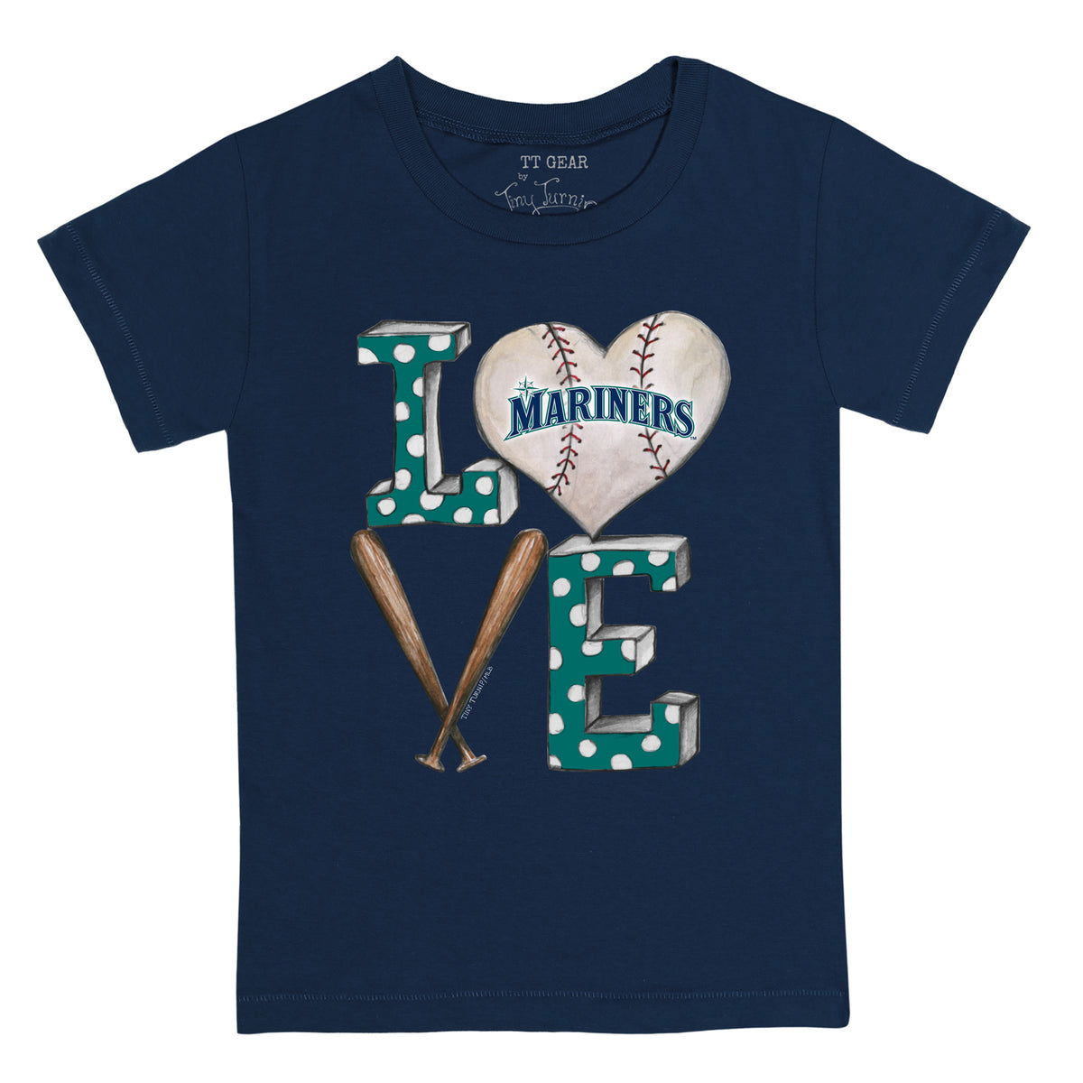 Women's Tiny Turnip Navy Seattle Mariners Baseball Love T-Shirt Size: Extra Large