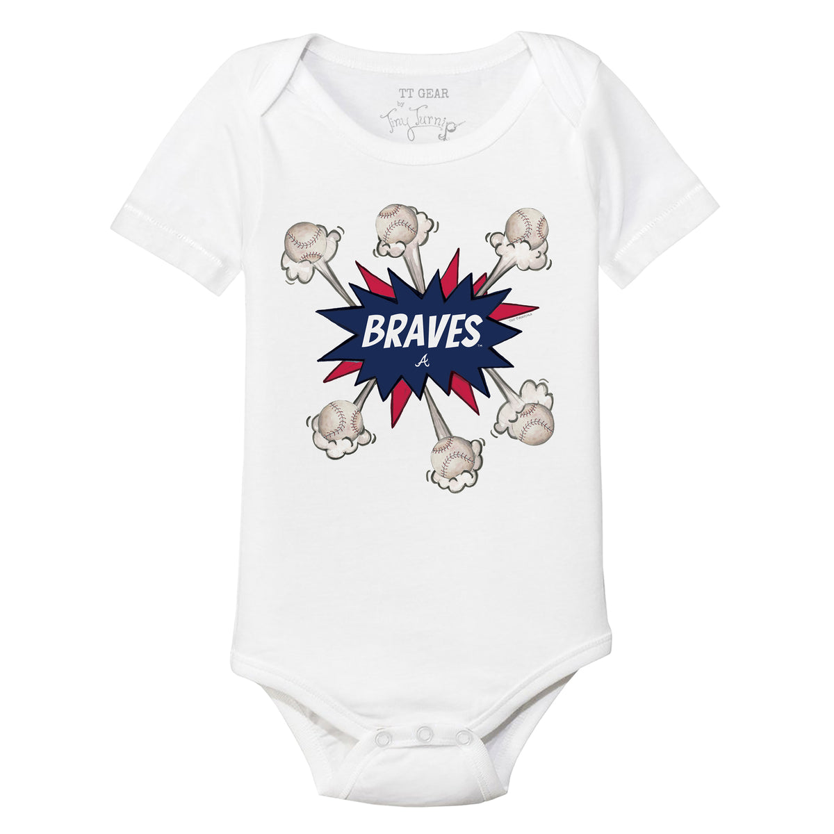 Atlanta Braves Baseball Love Short Sleeve Snapper 6M / Navy Blue