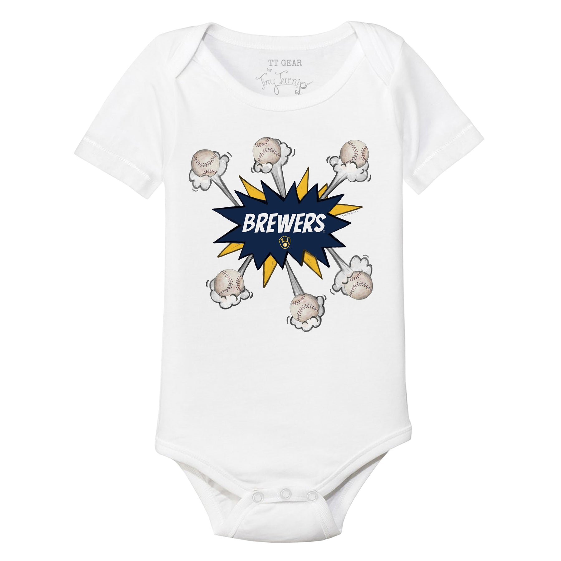 Toddler Tiny Turnip White Milwaukee Brewers Spit Ball T-Shirt