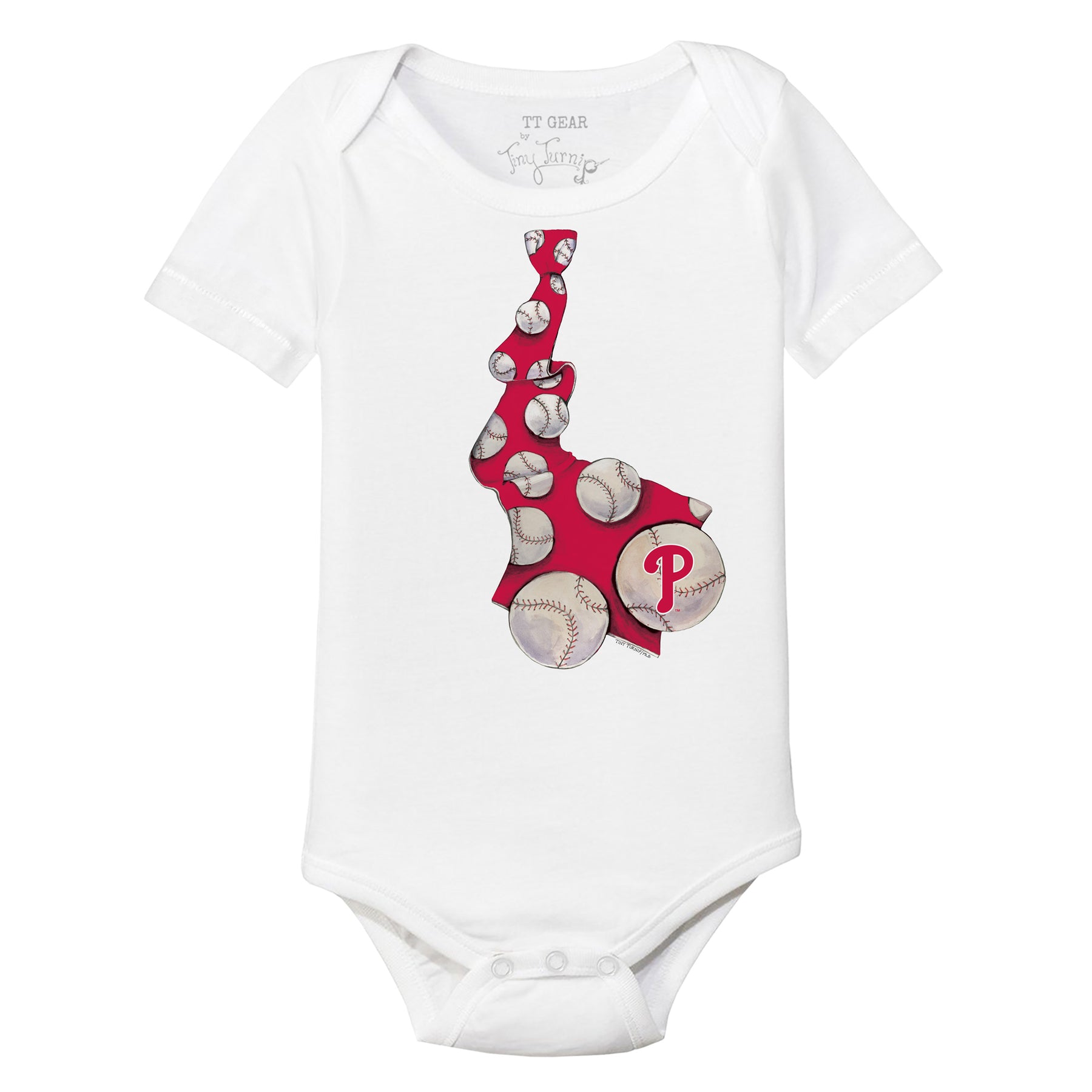 Girls Toddler Tiny Turnip White Philadelphia Phillies Baseball Love Fringe T-Shirt