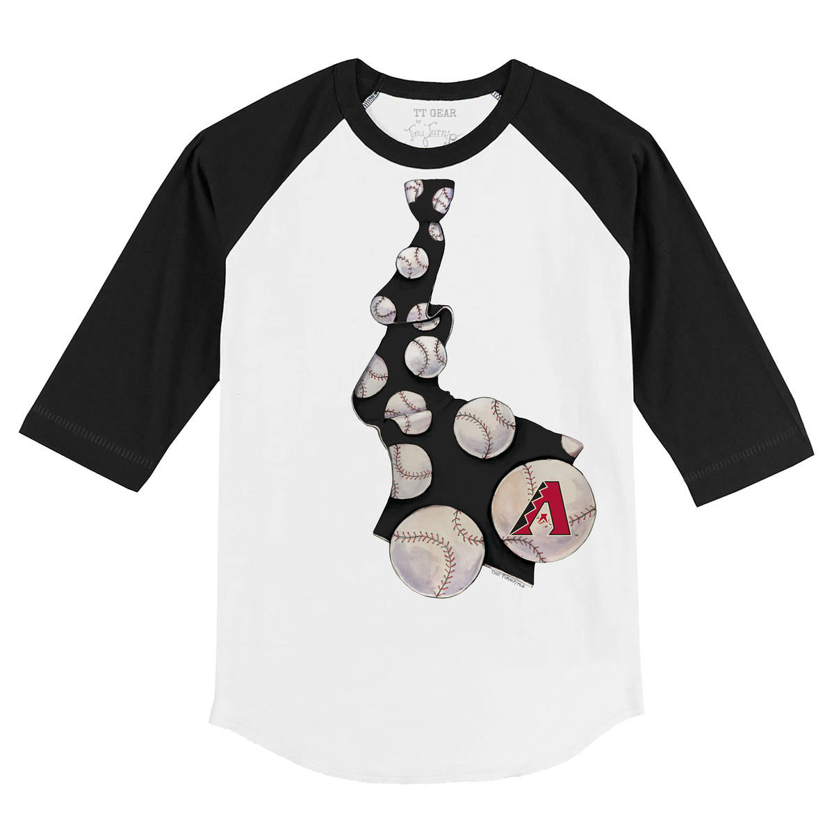 Tiny Turnip Arizona Diamondbacks Blooming Baseballs Fringe Tee Youth Small (6-8) / Black