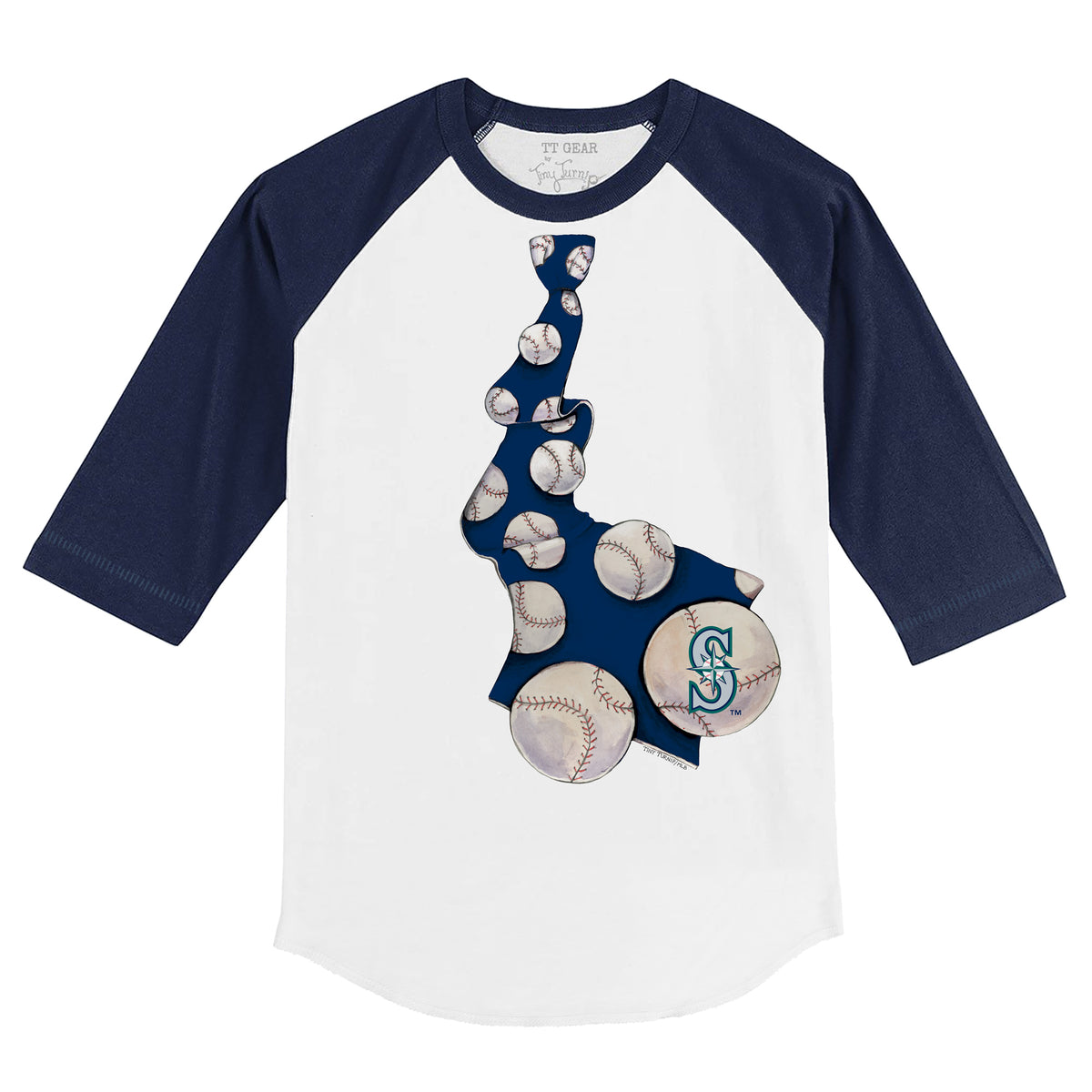 Seattle Mariners Tiny Turnip Toddler Slugger 3/4-Sleeve Raglan T