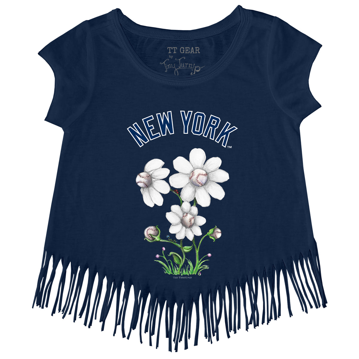Lids New York Yankees Tiny Turnip Girls Toddler Baseball Love Fringe T-Shirt  - White