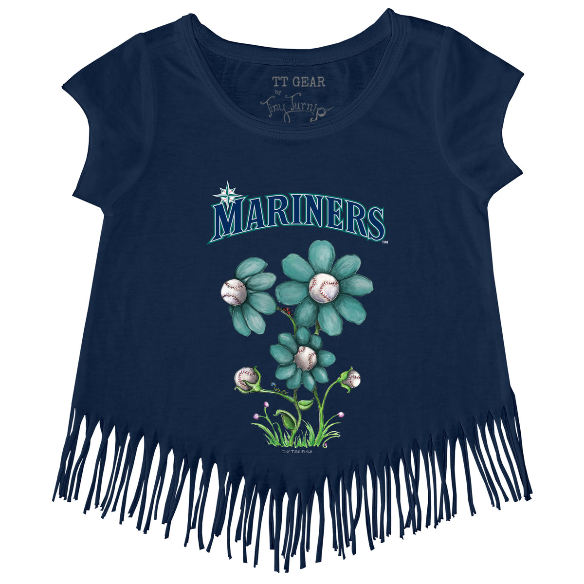 Youth Seattle Mariners Tiny Turnip White Heart Banner T-Shirt