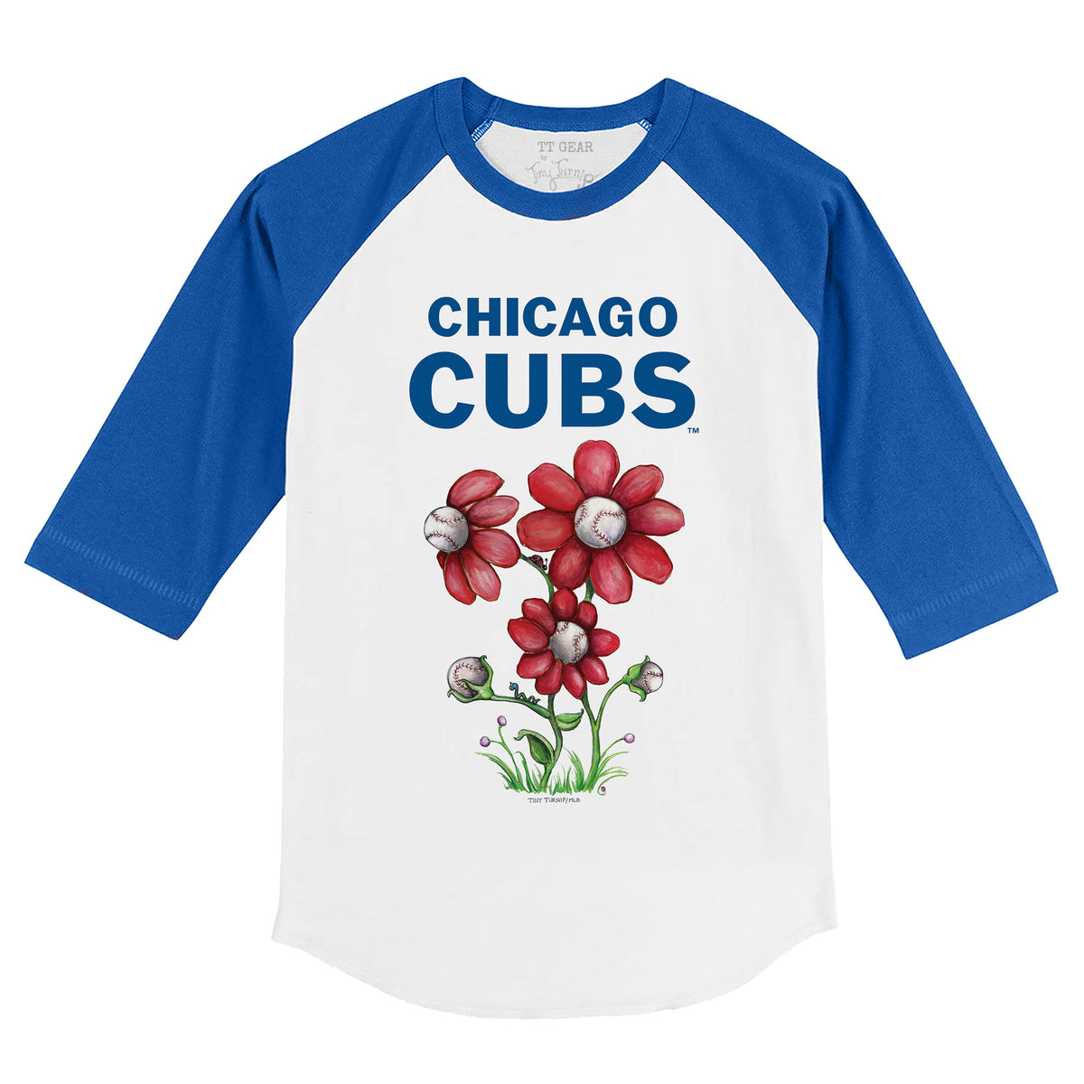 Toddler Tiny Turnip White Chicago Cubs Baseball Bow T-Shirt Size: 2T