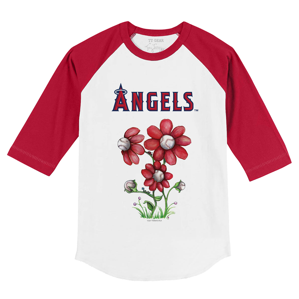 Tiny Turnip Los Angeles Angels Baseball Bow Tee Shirt Women's XS / Red