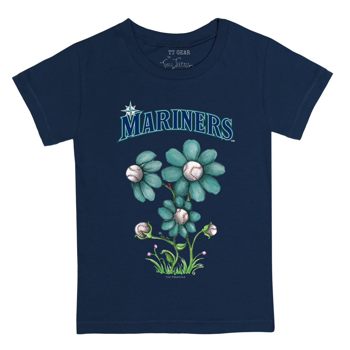 Women's Tiny Turnip Navy Seattle Mariners Baseball Pow T-Shirt Size: Extra Large