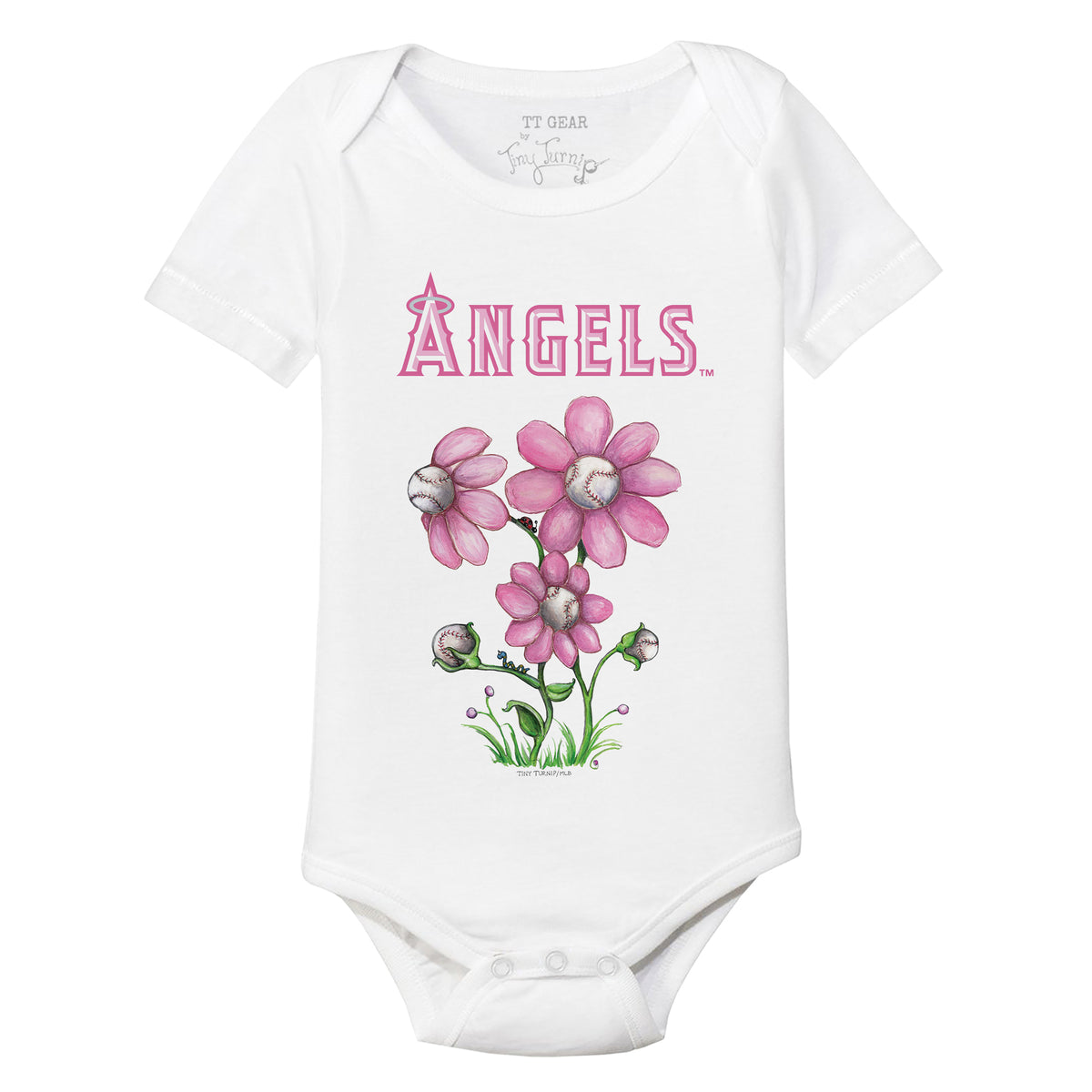 Infant Tiny Turnip Red Los Angeles Angels Baseball Bow Bodysuit