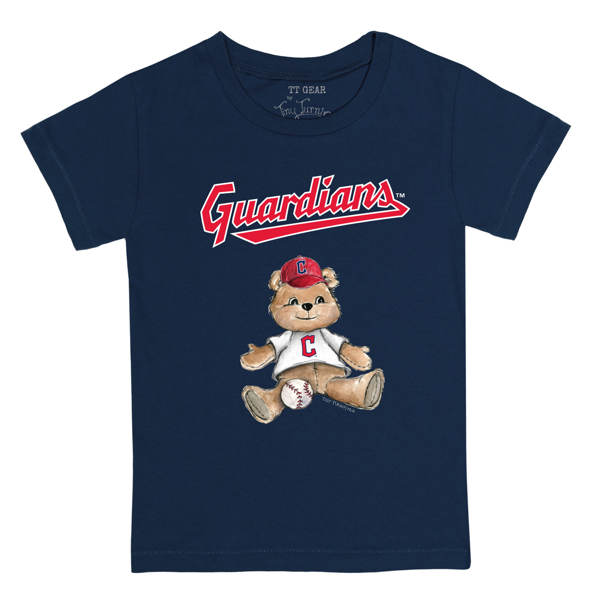Women's Tiny Turnip Navy Cleveland Guardians Teddy Boy T-Shirt