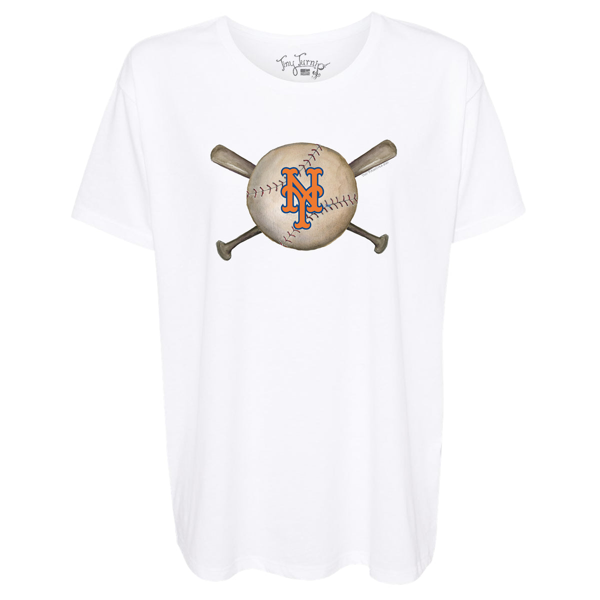 New York Mets Tiny Turnip Infant I Love Dad Raglan 3/4 Sleeve T-Shirt -  White/Royal