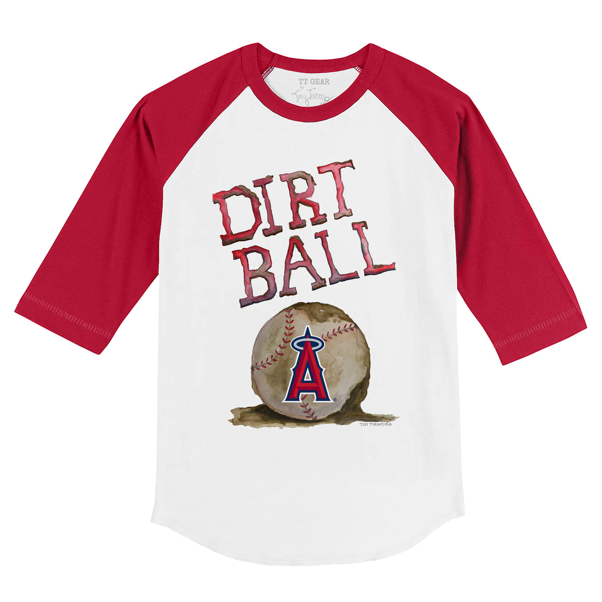 Tiny Turnip Los Angeles Angels Baseball Bow Tee Shirt Women's XS / Red