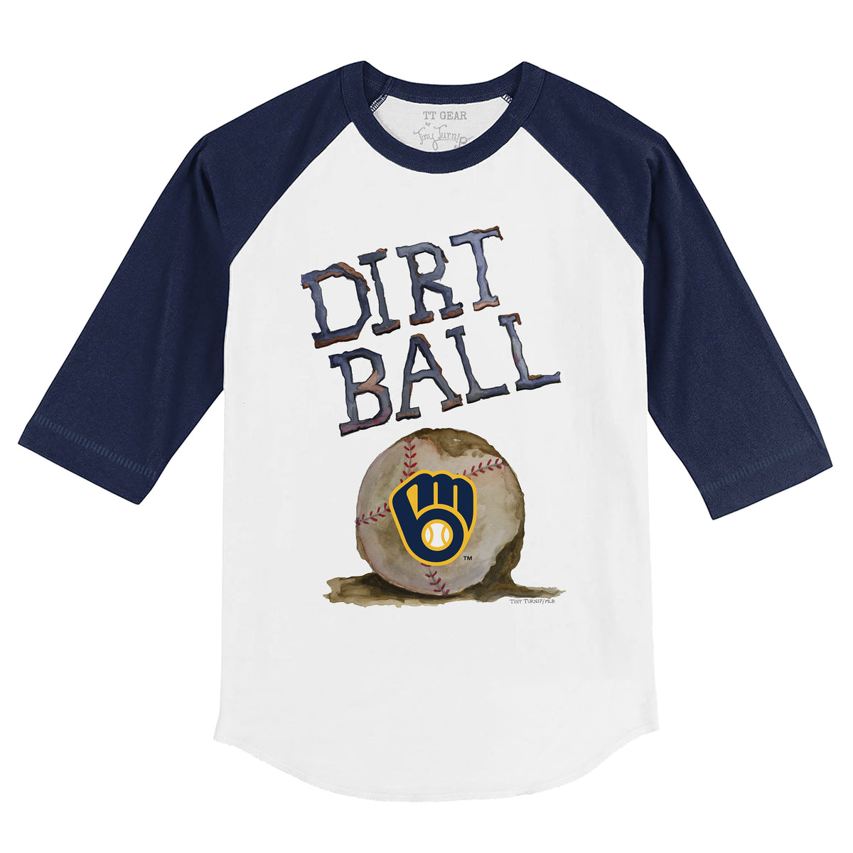 Milwaukee Brewers Tiny Turnip Women's Baseball Bow 3/4-Sleeve Raglan T-Shirt  - White/Navy