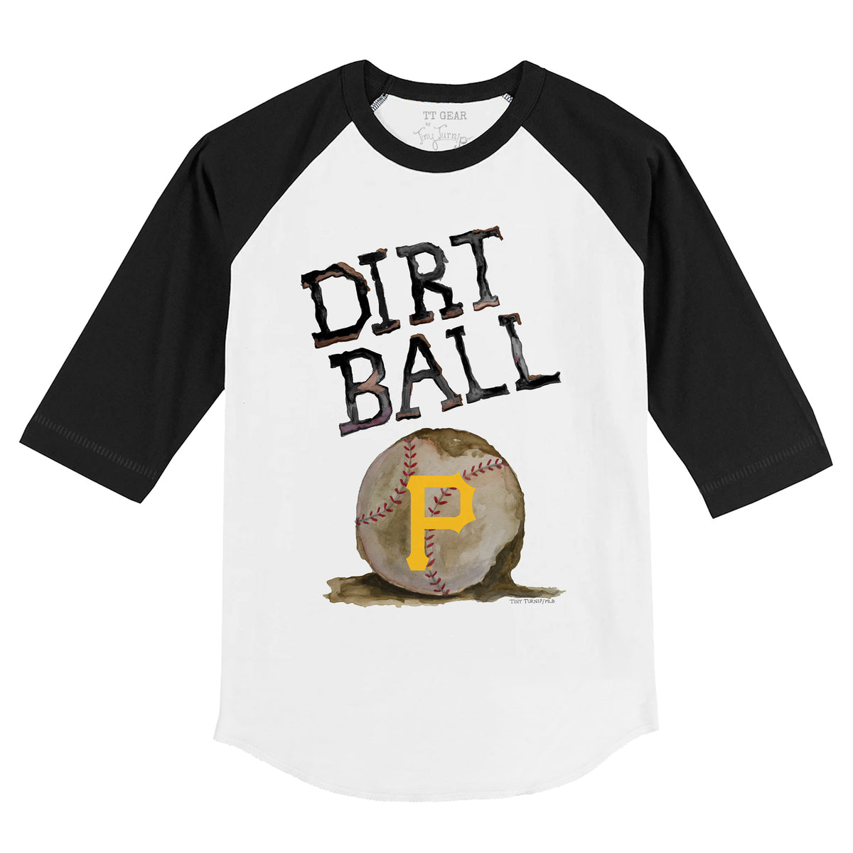 Pittsburgh Pirates Tiny Turnip Infant Baseball Pow Raglan 3/4 Sleeve T-Shirt  - White/Black