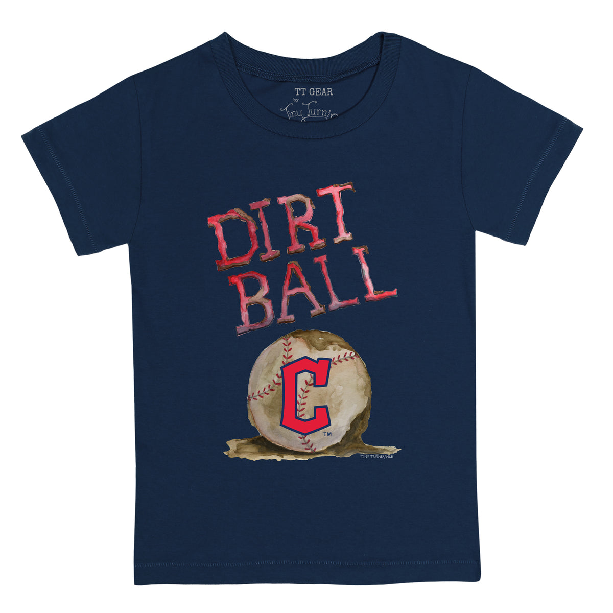 Women's Tiny Turnip Navy Cleveland Guardians Blooming Baseballs T-Shirt Size: Small