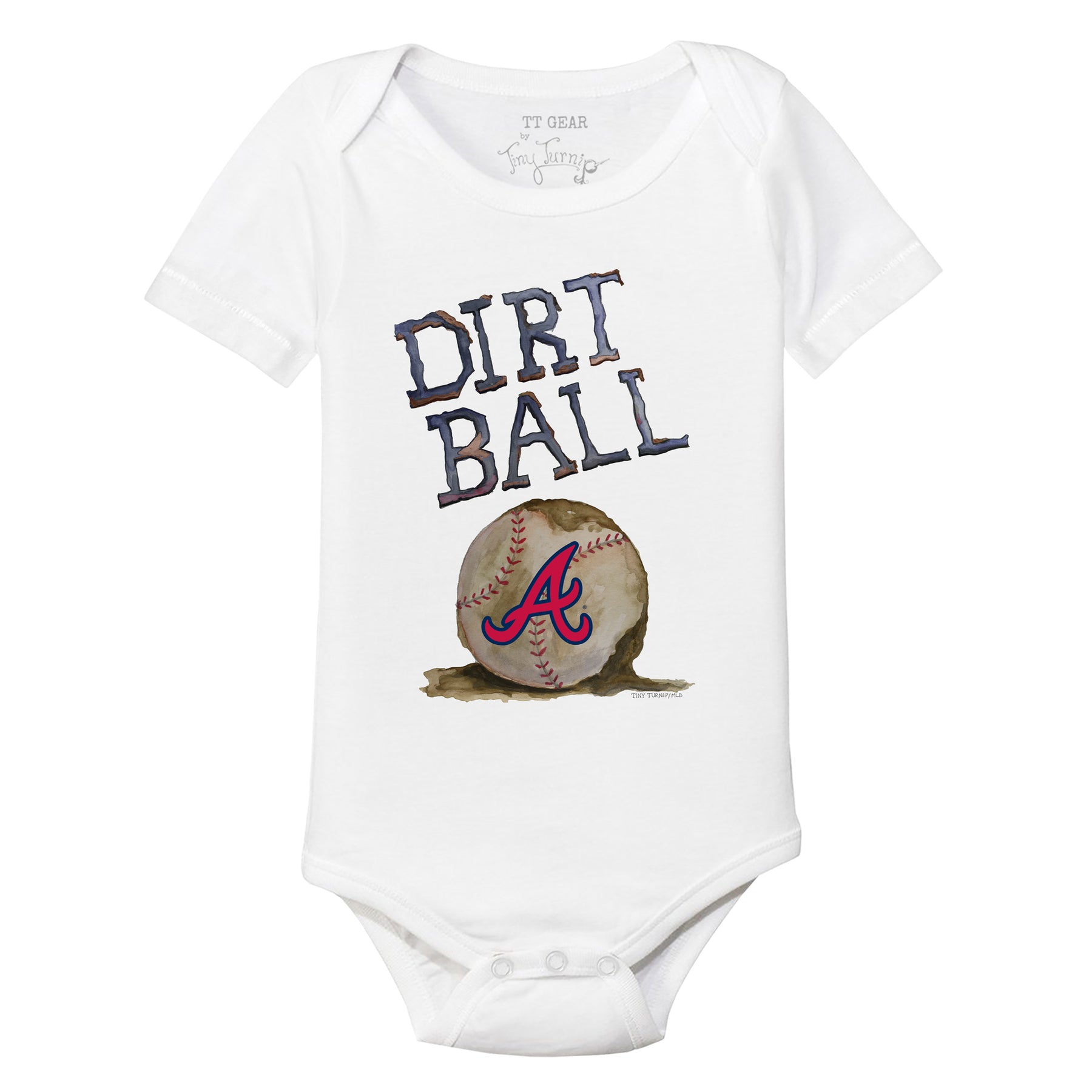 Atlanta Braves Tiny Turnip Toddler Baseball Bow T-Shirt - White