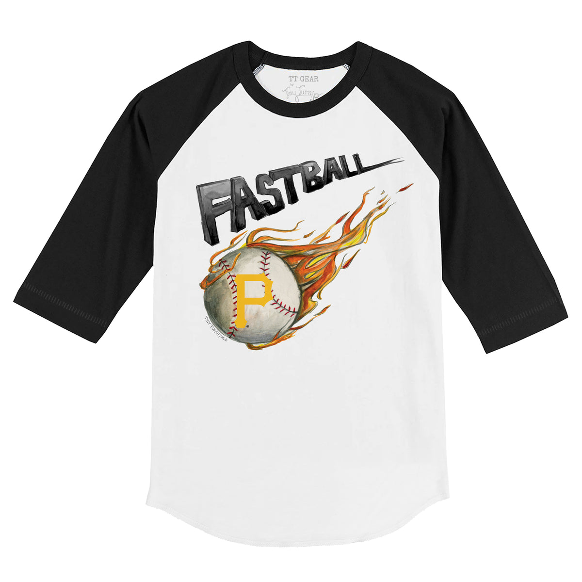 Youth Tiny Turnip White/Black Pittsburgh Pirates Baseball Tie 3/4-Sleeve Raglan T-Shirt Size: Large