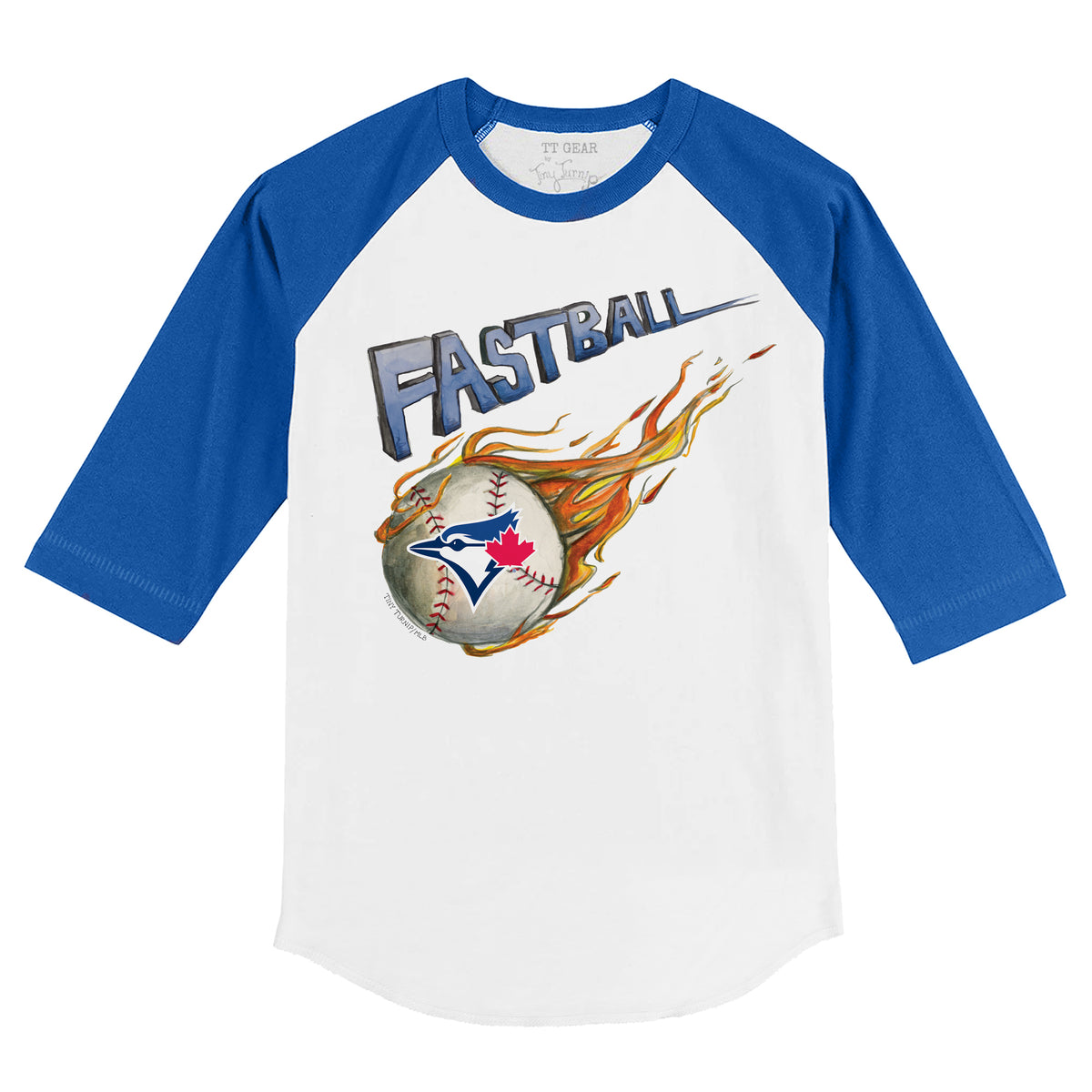 TinyTurnip Toronto Blue Jays Stitched Baseball 3/4 Royal Blue Sleeve Raglan Unisex S