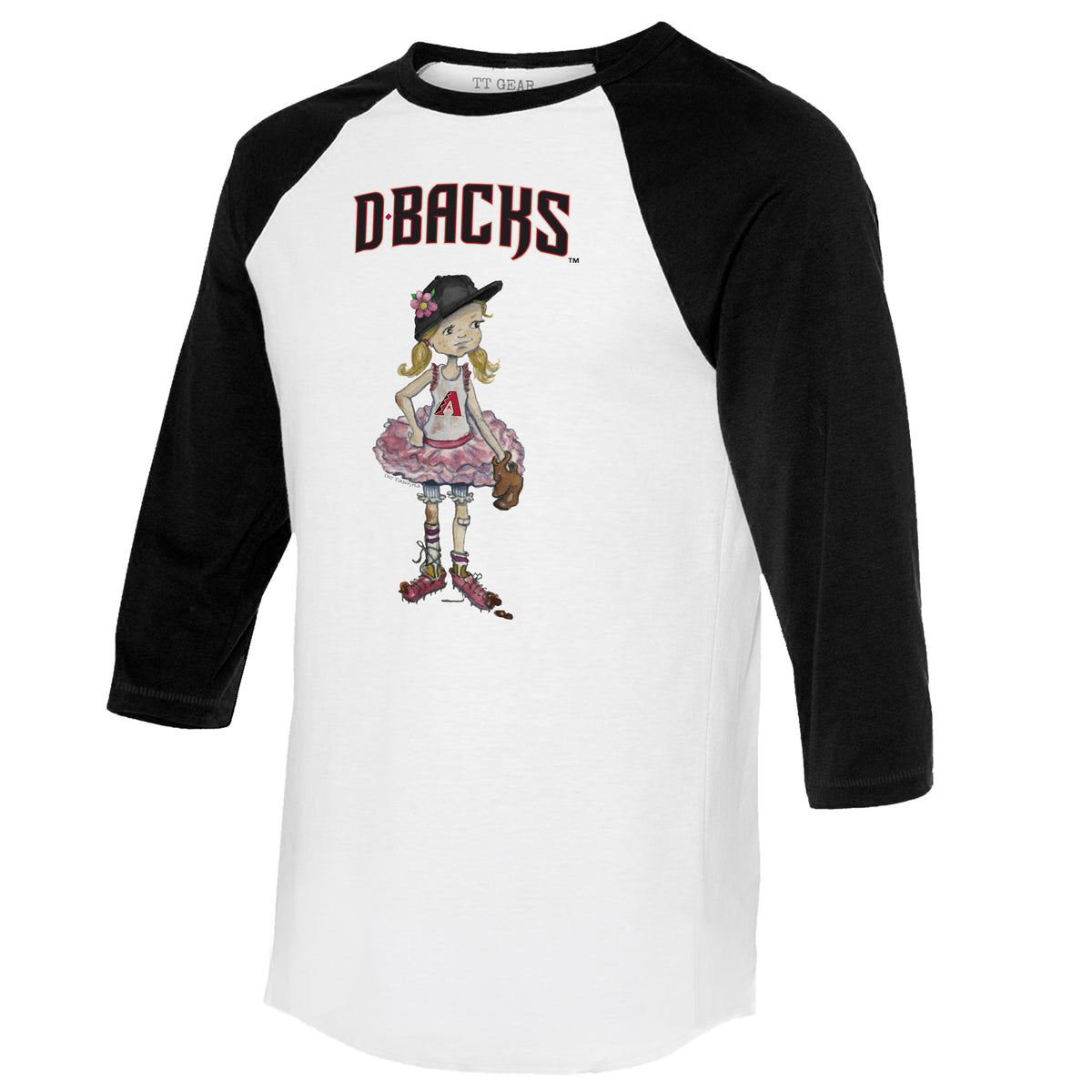 Arizona Diamondbacks Heart Lolly 3/4 Black Sleeve Raglan Unisex XL