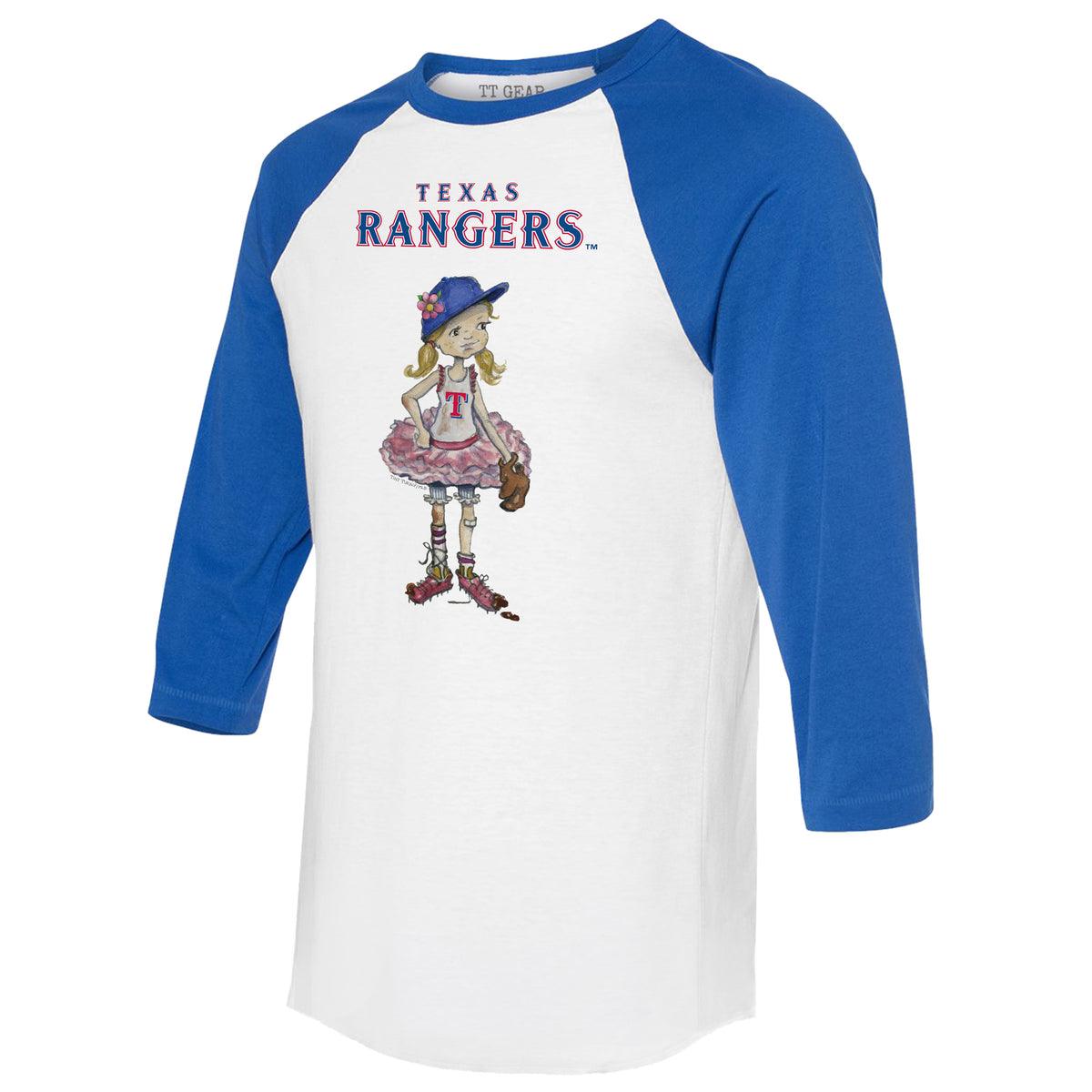 TinyTurnip Texas Rangers Stitched Baseball 3/4 Royal Blue Sleeve Raglan Youth Medium (8-10)