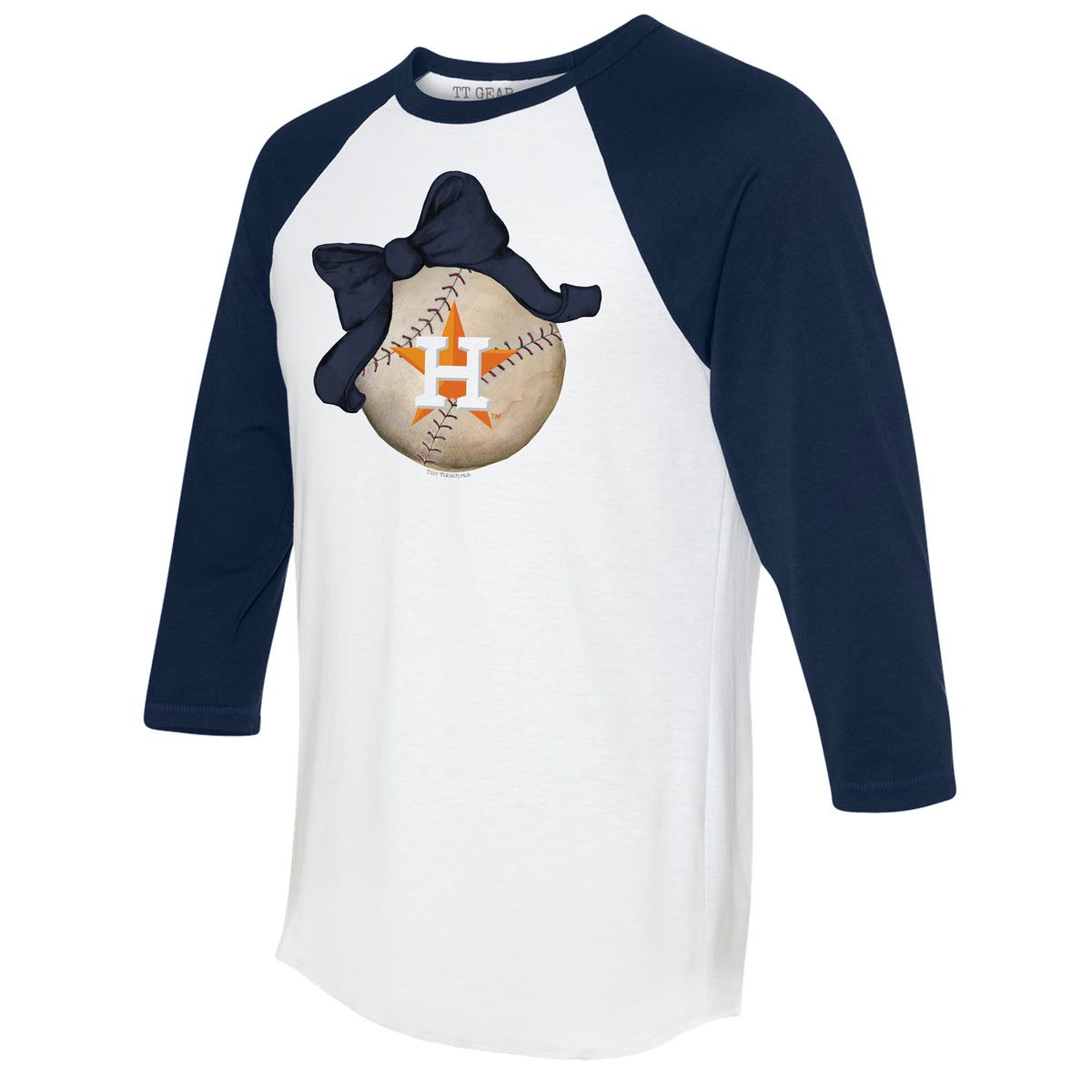 TinyTurnip Houston Astros Stitched Baseball 3/4 Navy Blue Sleeve Raglan Youth Small (6-8)