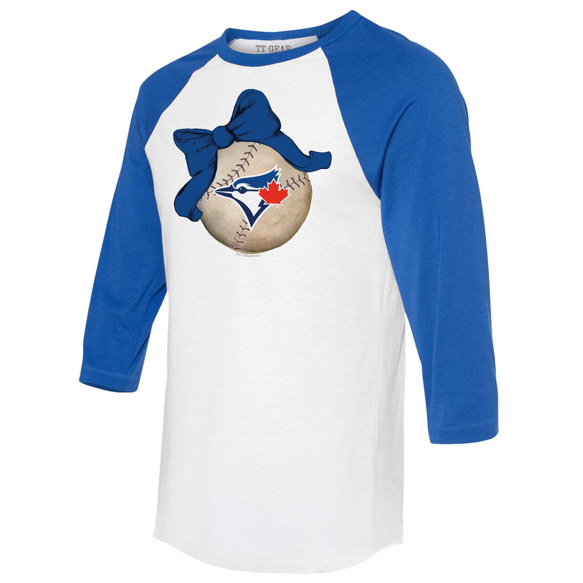 TinyTurnip Toronto Blue Jays Stitched Baseball 3/4 Royal Blue Sleeve Raglan Unisex S