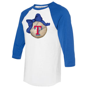 Texas Rangers Baseball Bow 3/4 Royal Blue Sleeve Raglan