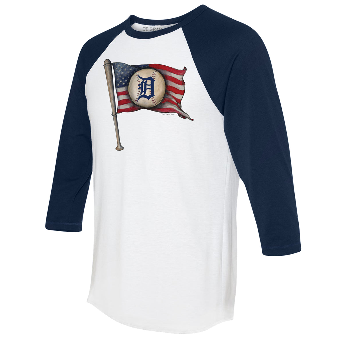 Houston Astros Tiny Turnip Infant Heart Banner Raglan 3/4-Sleeve T-Shirt -  White/Navy