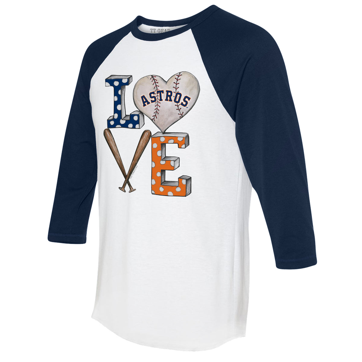 Girls Toddler Tiny Turnip Navy Houston Astros Baseball Bow Fringe T-Shirt Size:3T