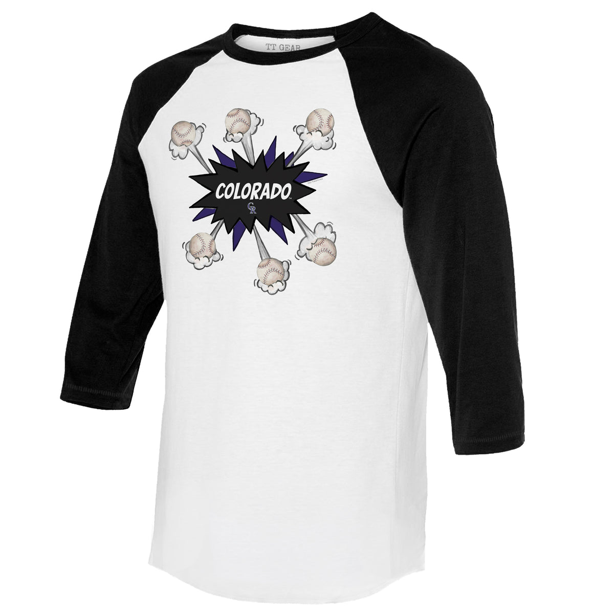 Colorado Rockies Stacked 3/4 Black Sleeve Raglan