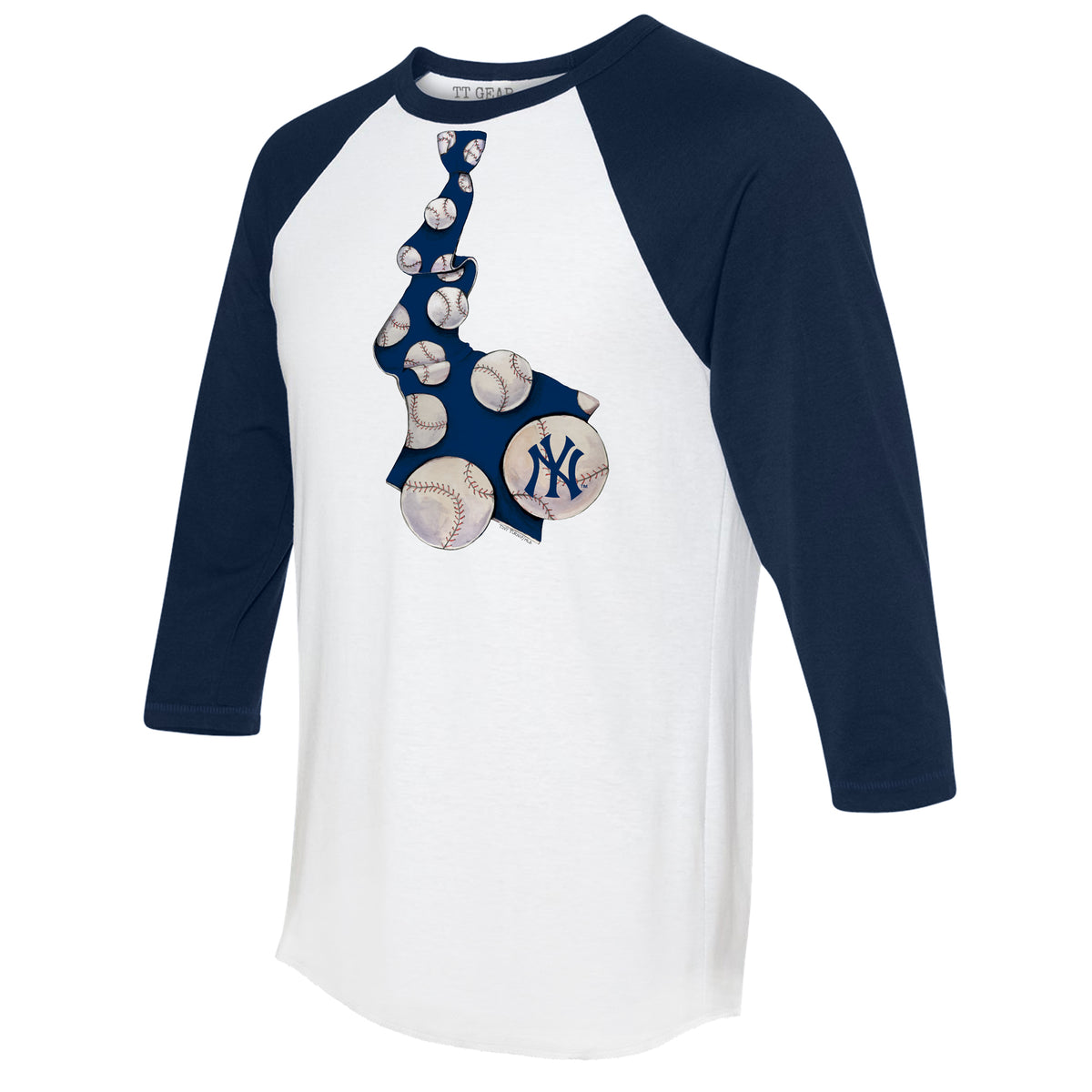 New York Yankees Tiny Turnip Infant Stitched Baseball Raglan 3/4 Sleeve  T-Shirt - White/Navy