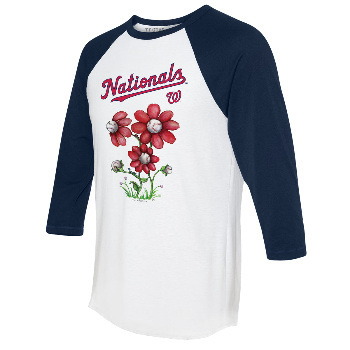 TinyTurnip Washington Nationals Stitched Baseball 3/4 Navy Blue Sleeve Raglan Unisex S