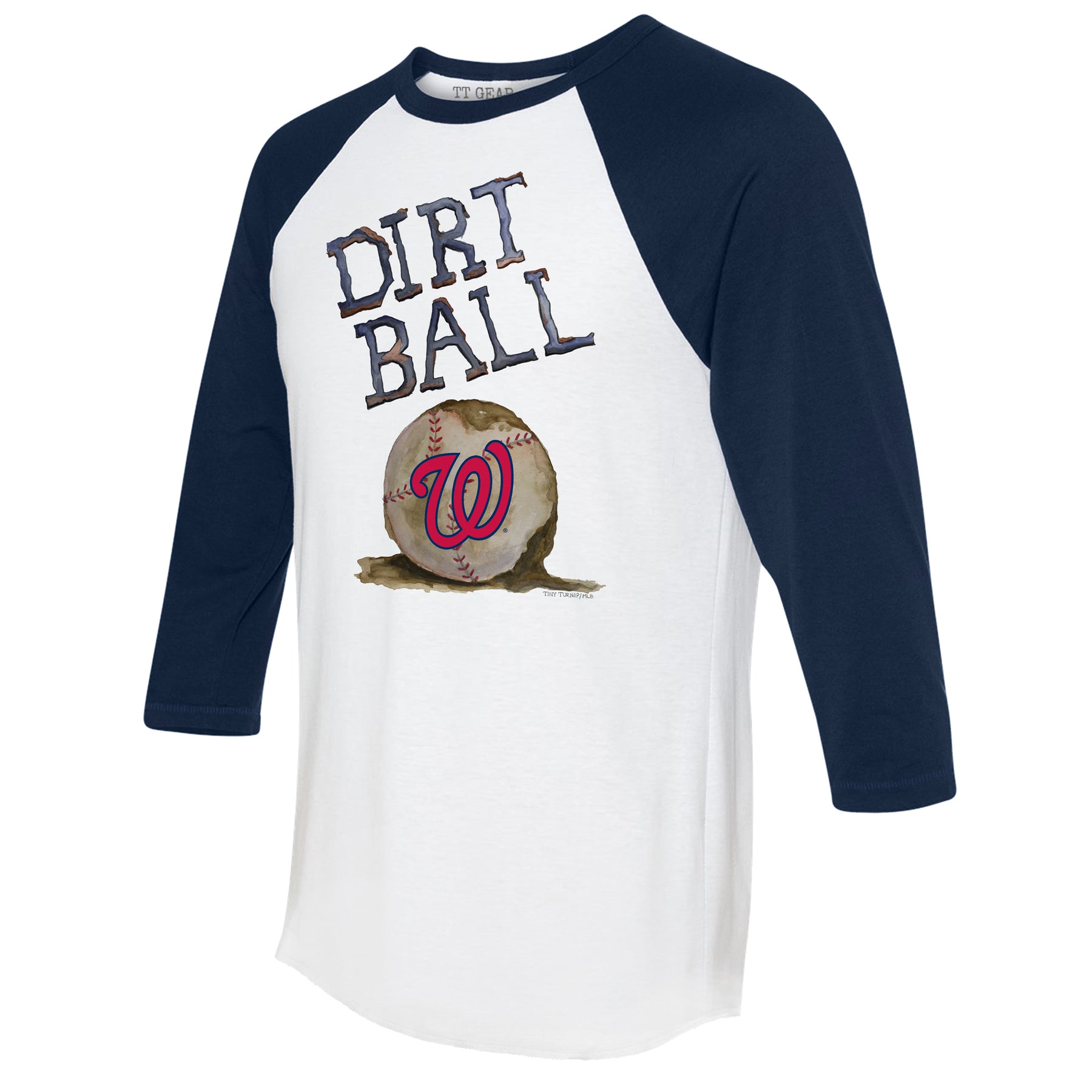 Washington Nationals Dirt Ball 3/4 Navy Blue Sleeve Raglan 24M