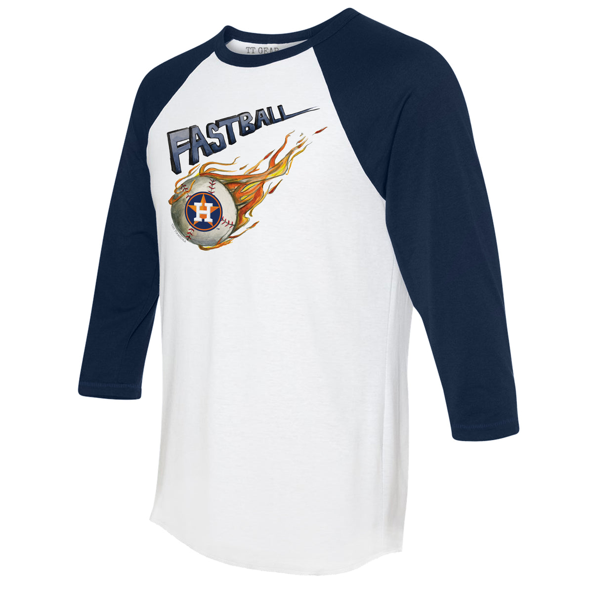 TinyTurnip Houston Astros Stitched Baseball 3/4 Navy Blue Sleeve Raglan Youth Small (6-8)