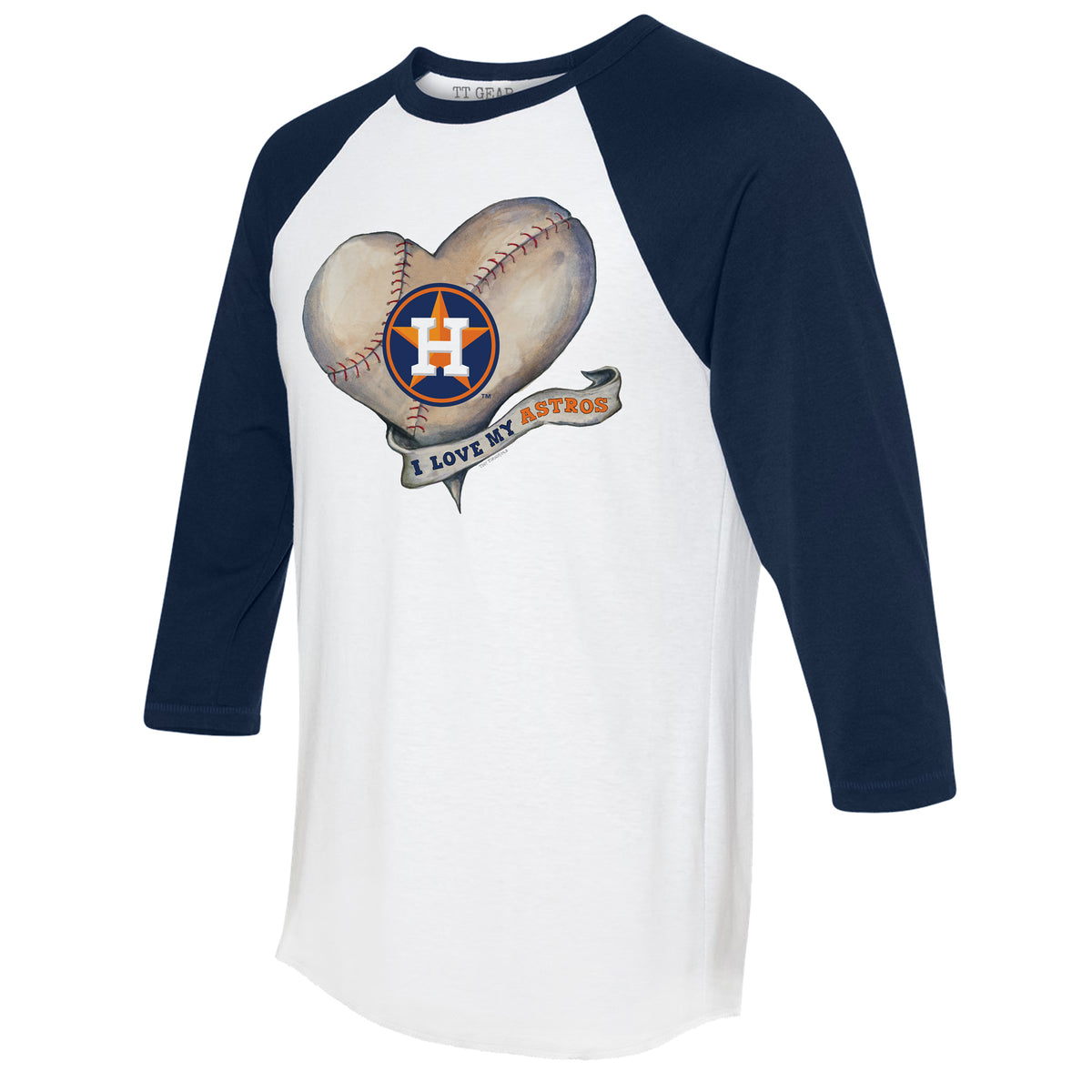 Toddler Tiny Turnip White Houston Astros Heart Banner T-Shirt