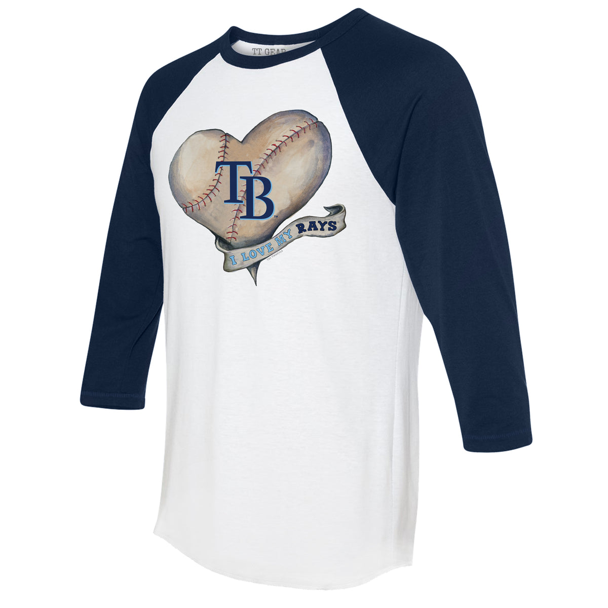 Tampa Bay Rays Baseball Love 3/4 Navy Blue Sleeve Raglan Unisex L