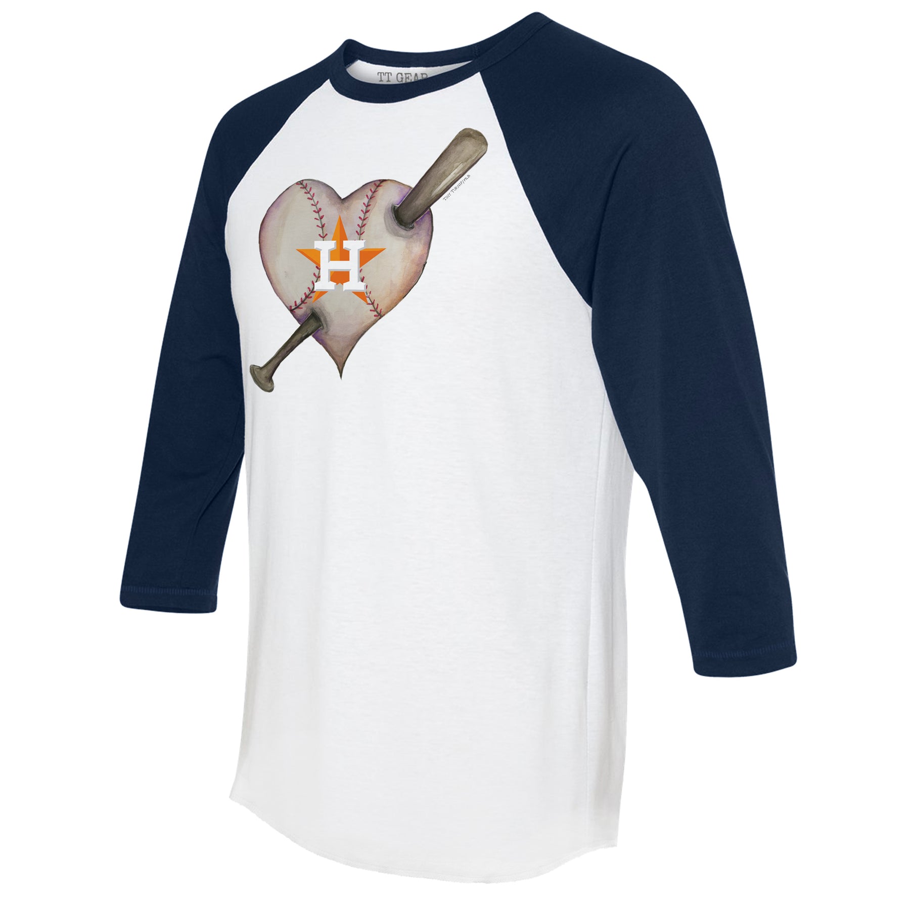 Infant Houston Astros Tiny Turnip Navy Heart Bat T-Shirt