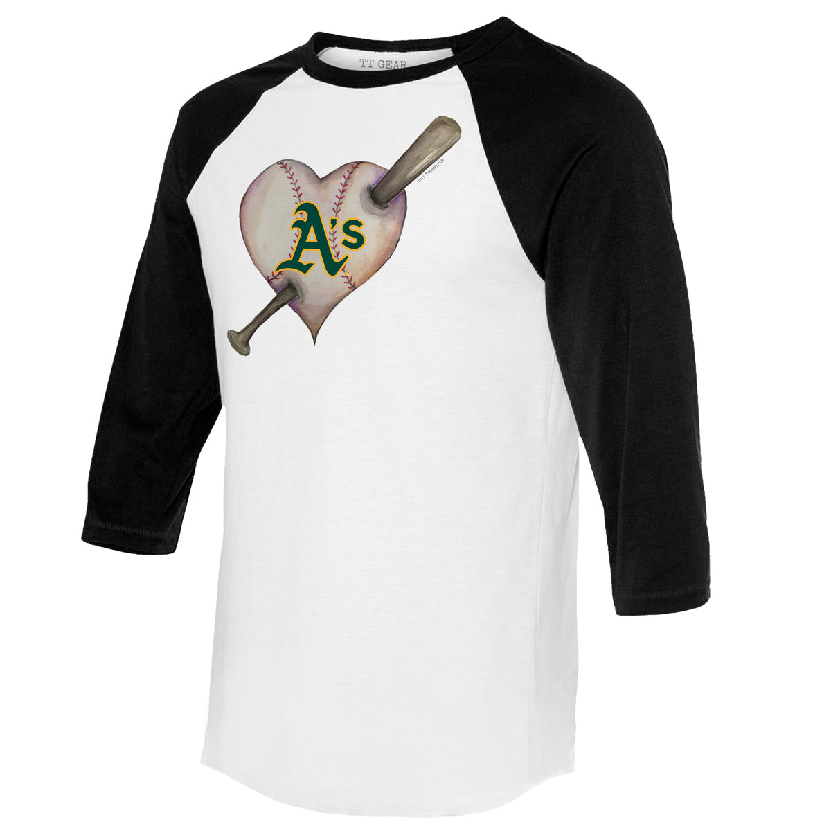 Oakland Athletics Hot Bats 3/4 Black Sleeve Raglan Unisex 2XL