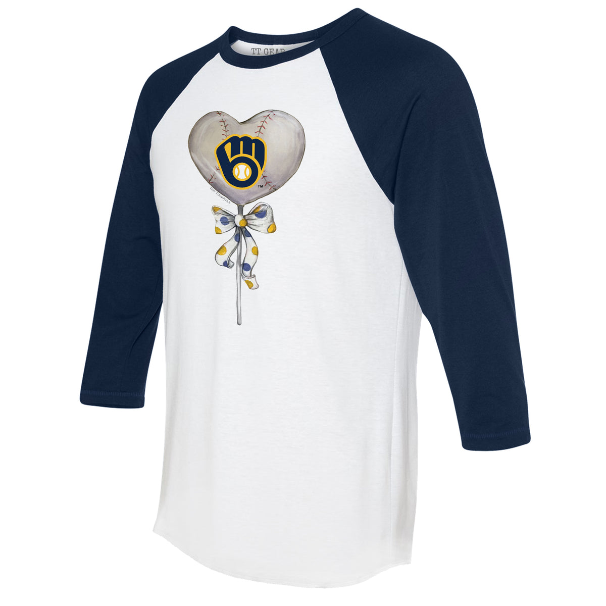 Milwaukee Brewers Shark 3/4 Navy Blue Sleeve Raglan