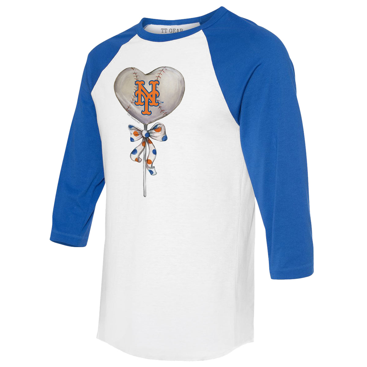 TinyTurnip Kansas City Royals State Outline 3/4 Royal Blue Sleeve Raglan Youth XL (14)